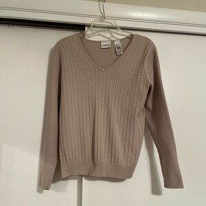 Villager By Liz Claiborne Beige V-Neck Sweater Size S
